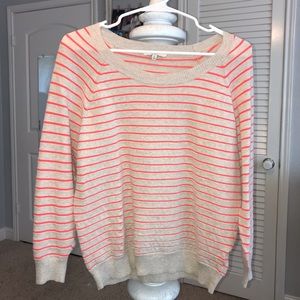 Madewell Neon Orange/Cream Striped Sweater